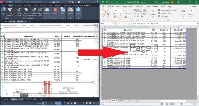 convert autocad tables or text to excel, CSV
