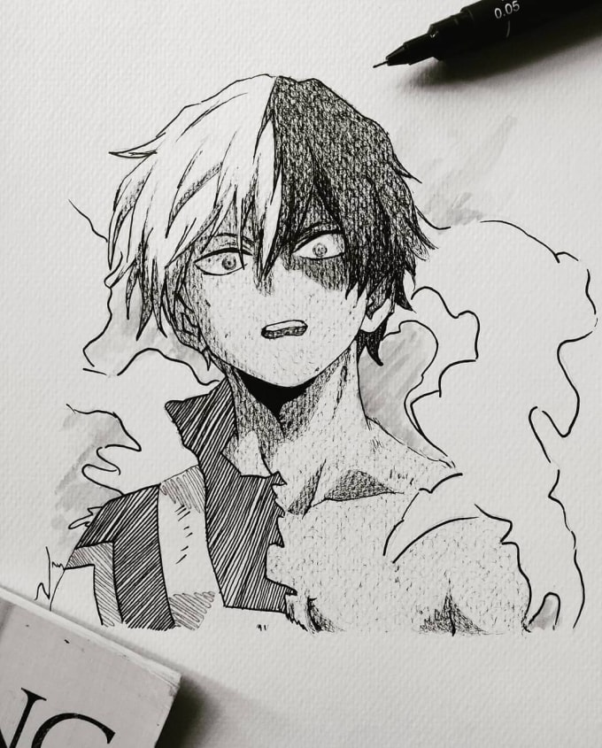 Redraw your anime or manga images in black and white ink art style by ...