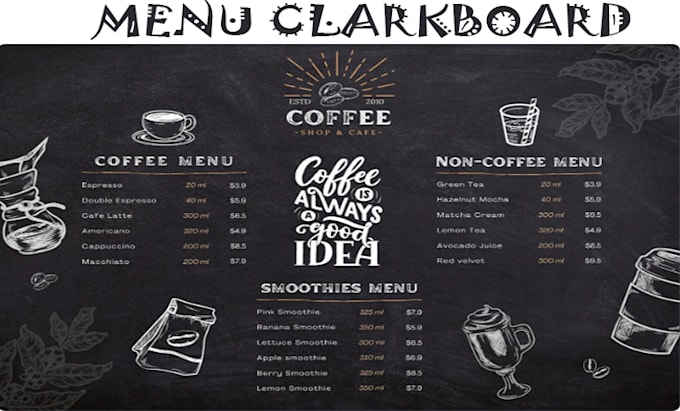 menu food and drinks like a chalkboard or classic