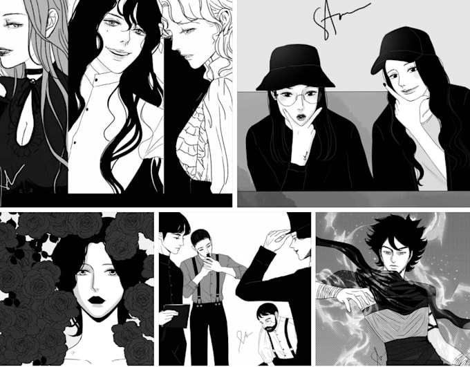 draw a black and white illustration in a fair price