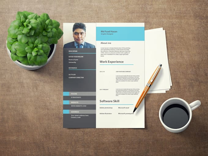 create a modern and professional cv design with photoshop cc