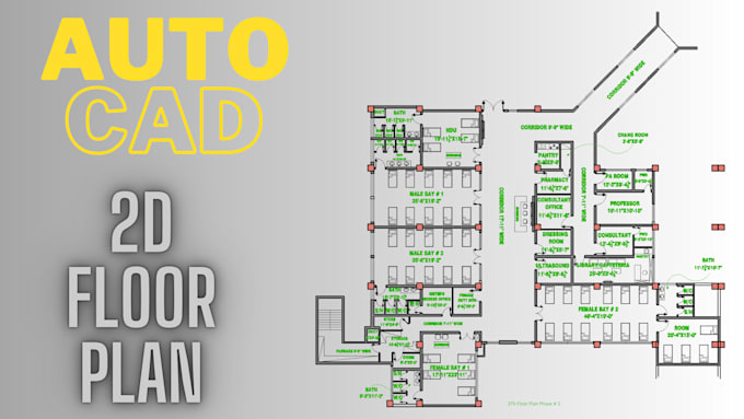 design autocad 2d floor plan, 2d architectural plan 1 day