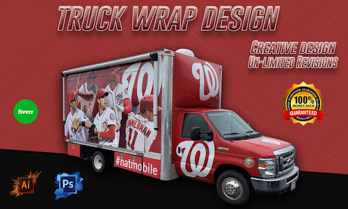 design professional box trailer, trailer wrap, food truck wrap, van wrap design
