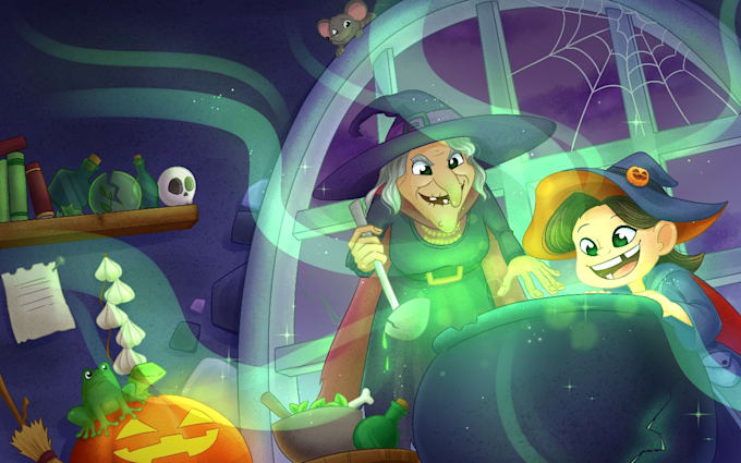 draw whimsical children book illustration for kids books