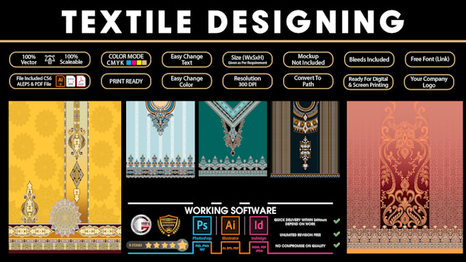 make textile suit seamless pattern design and embroidery