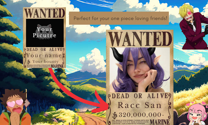 create a one piece wanted poster for you