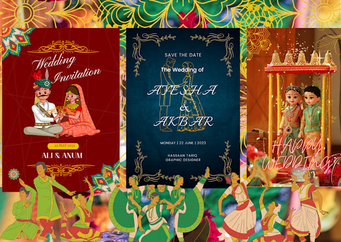 Design traditional and desi style wedding card for you by ...