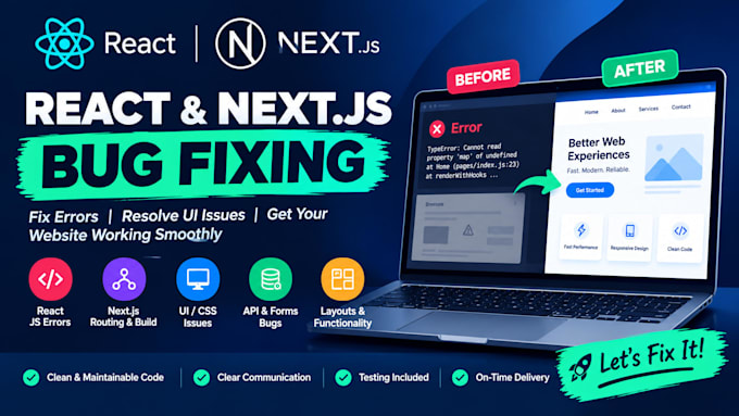fix bugs in your react and next js website