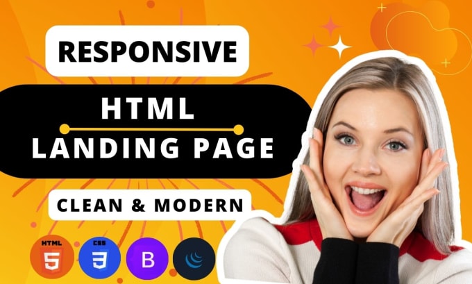 Create or design modern and unique responsive html landing page or ...