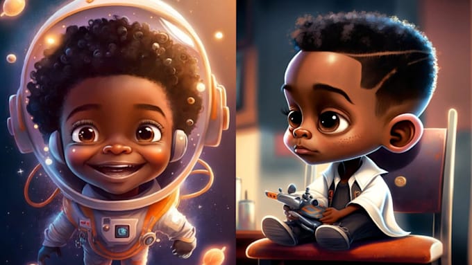 create vibrant african american children book illustrations and covers