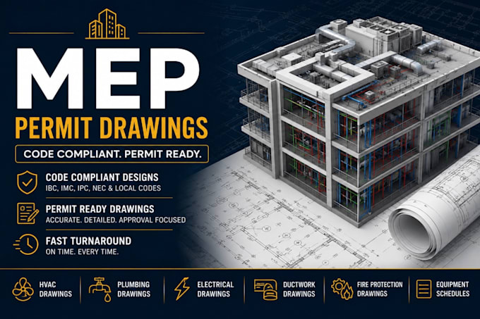 draw architecture mep hvac electrical and plumbing permit drawings