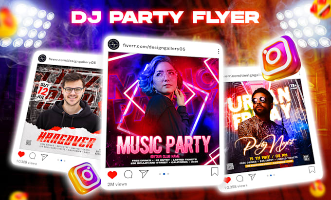 design dj, event, party flyer, instagram flyer or post