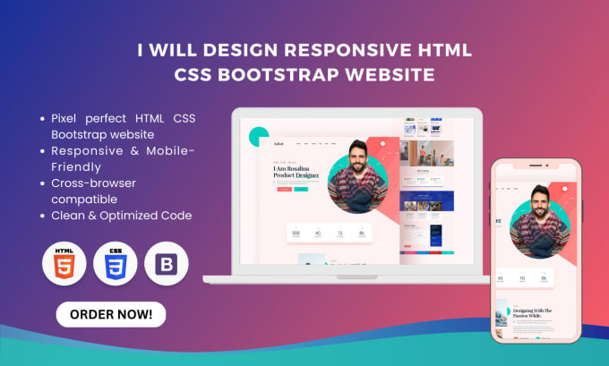 Design a responsive html css bootstrap website by Sparksolutionz | Fiverr