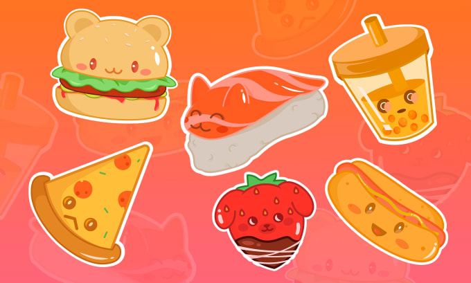 Create cute sticker pack designs, cartoon characters, badge by