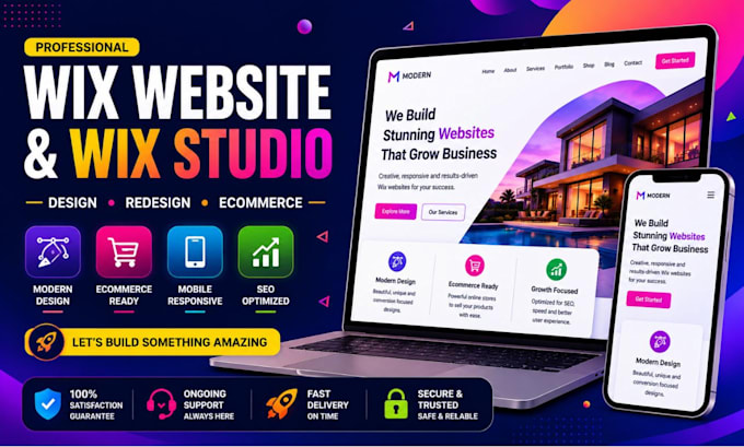 design or redesign wix website, wix studio website, wix ecommerce store
