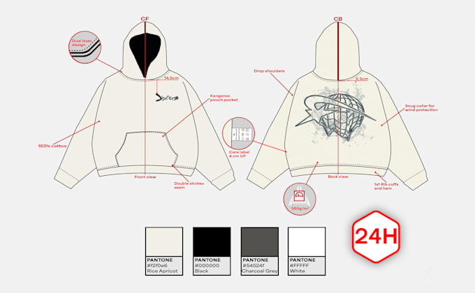 Top 5! I will create a streetwear tech pack with your design  for $30