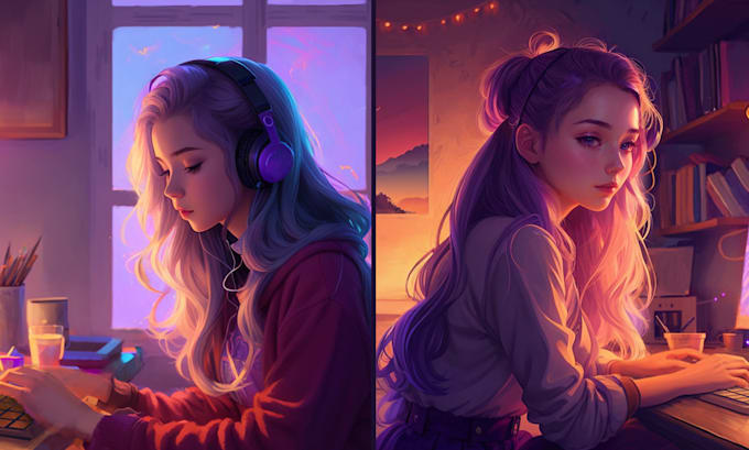 create loop animated illustration and lofi animated paintings