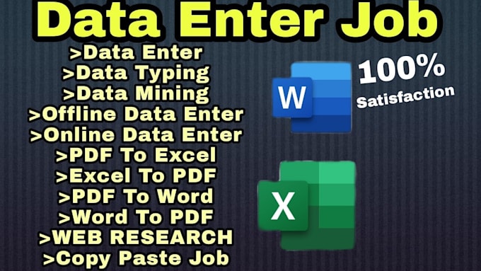 Do accurate data entering, typing, excel, transcription,copy paste ...