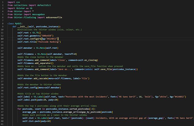 Complete your python program for you by Maxpoko | Fiverr