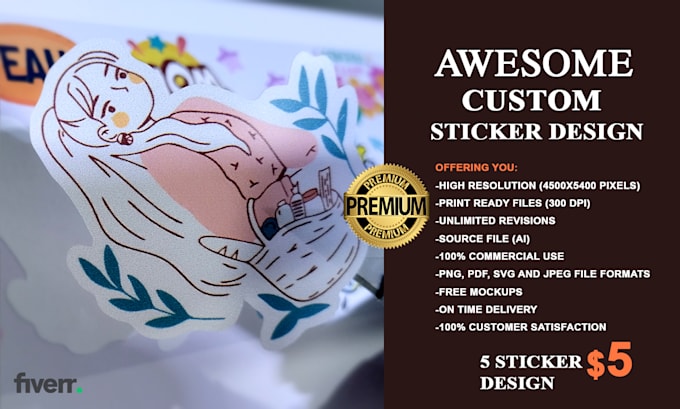 Do custom unique sticker design label, logo, round, patch by ...