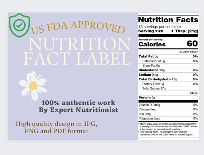 design authentic fda approved nutrition fact label and supplement label packing