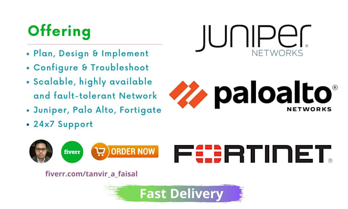 setup and troubleshoot juniper paloalto fortinet firewall
