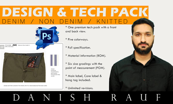 do design denim, jeans pants, and jackets tech pack