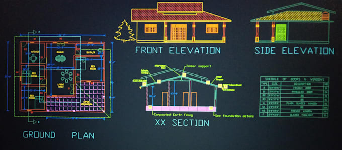 Draw your architectural floor plan , elevations , in autocad 2d
