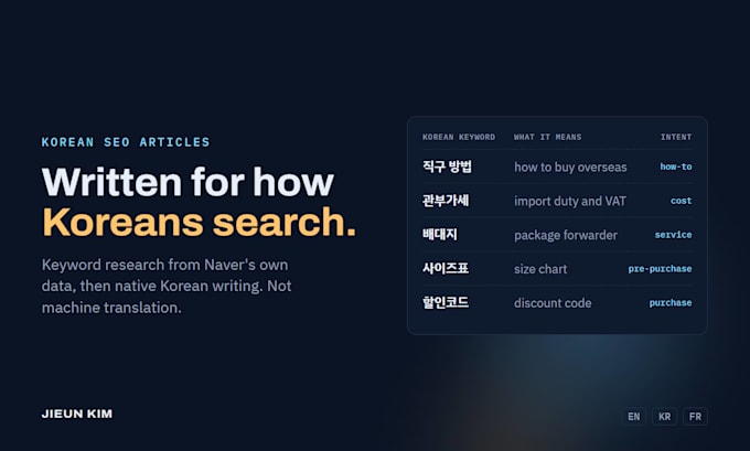 write korean SEO articles that rank on naver and google