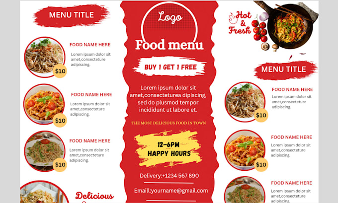 do restaurant menu design, food menu and food flyer design