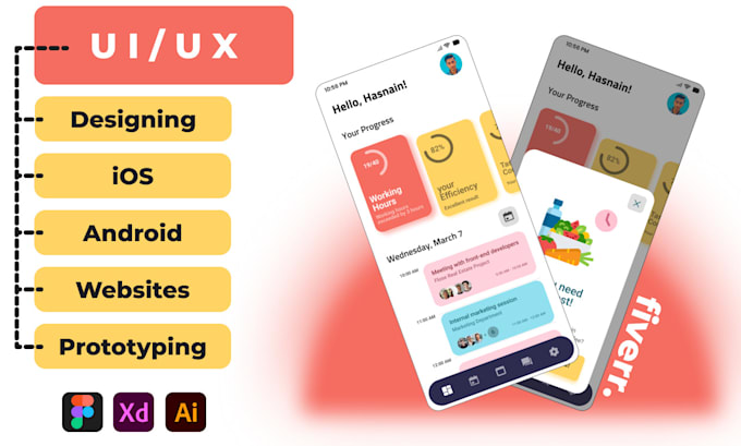 Do stunning android and ios ui ux design by Hasnainuiux | Fiverr