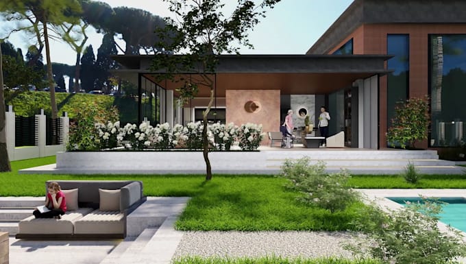 design backyard, balcony, terrace, garden, kitchen, bar, restaurant