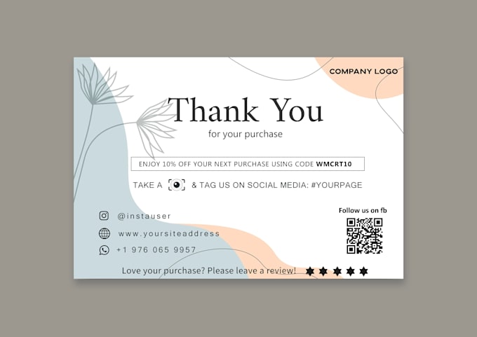 Design product insert card thank you card for your online business by