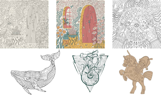 draw line and colouring art illustrations for personal and commercial use