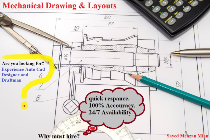 Draw 2d mechanical drawings and do 3d modeling in autocad by Mehran181 ...