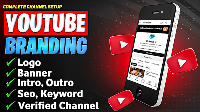 create youtube channel with logo, banner, intro, outro, SEO