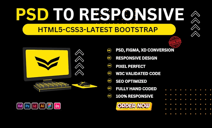 convert figma to html, psd to html, xd to html responsive bootstrap 5
