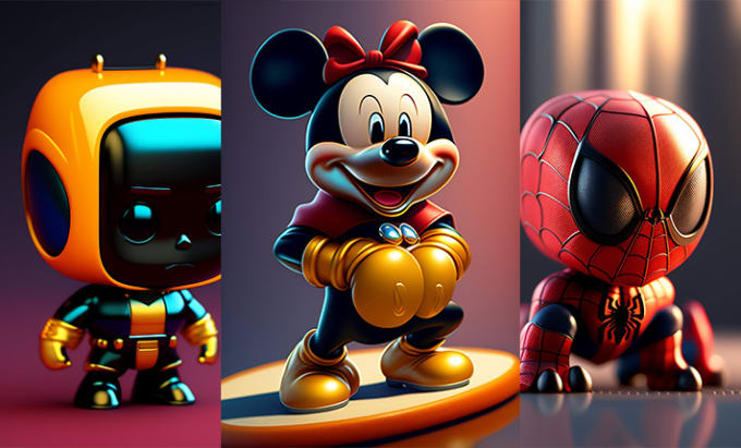 Zeichne kleine 3d cartoonfiguren