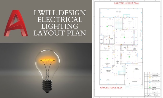 Design 2d electrical lighting wiring layout plan in autocad by Suleman