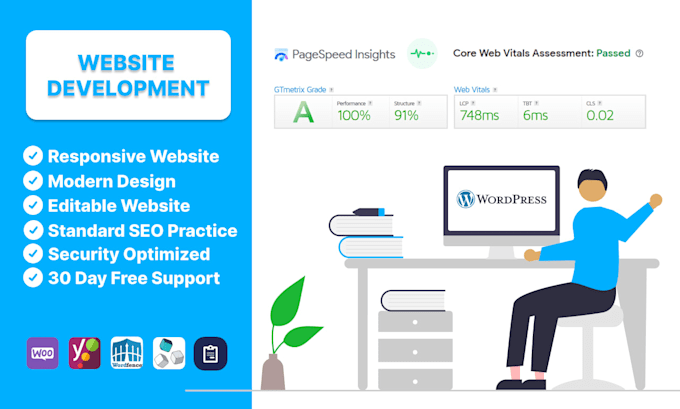 design a wordpress website with a best UI and UX, optimized for SEO, web vitals