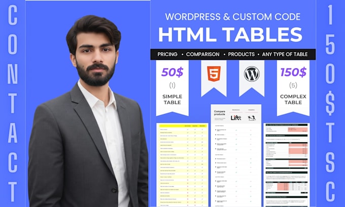 design comparison, pricing or any type of html table