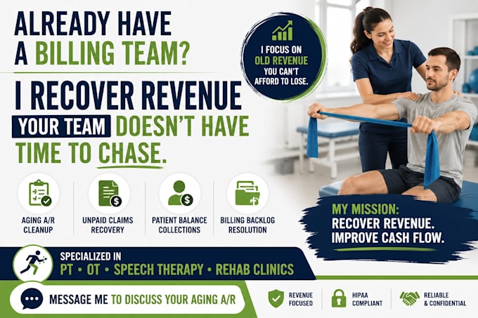 manage pt ot medical billing, claims, ar and denials