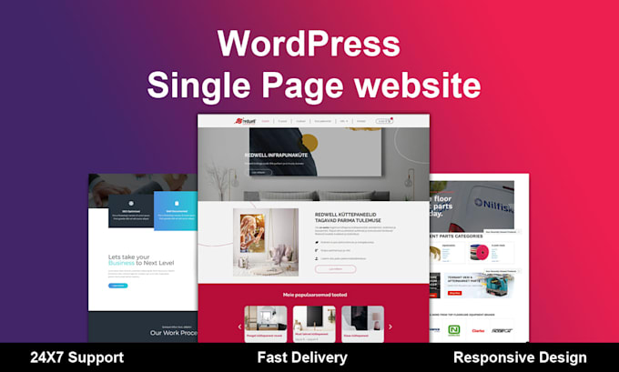 design landing page, one page wordpress website sales funnel