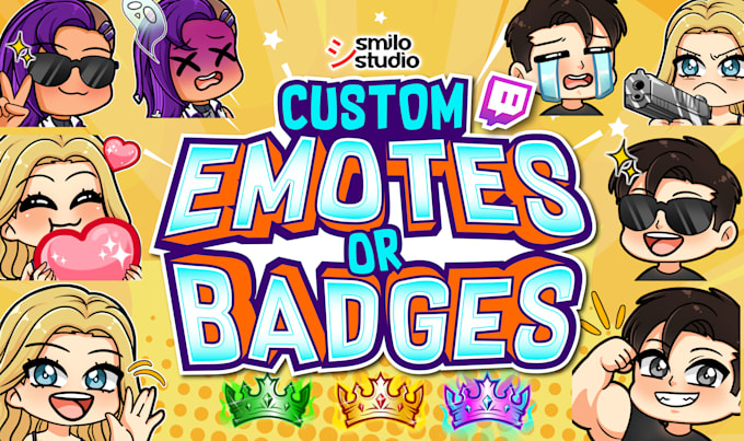 Create amazing twitch emotes or sub badges for you by Smilostudio | Fiverr