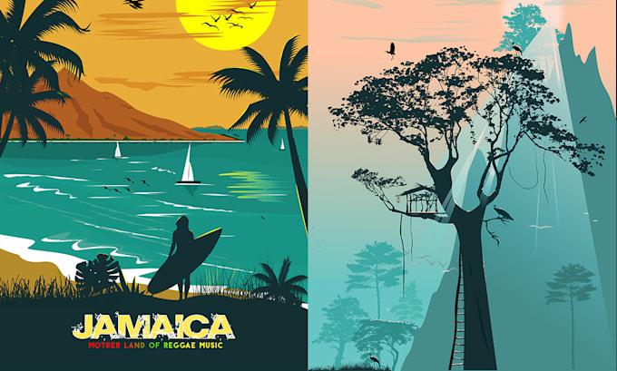 illustrate flat illustration landscape