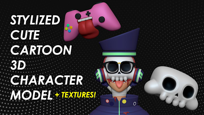 create a cute stylized 3d cartoon character model for games or animation