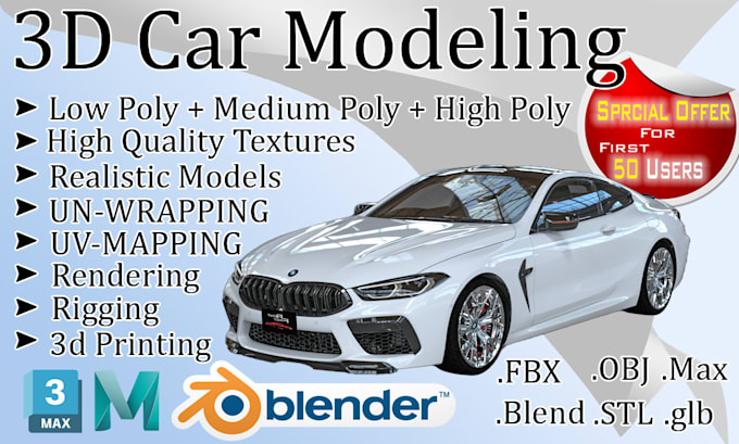do 3d car modeling with high quality exterior and interior