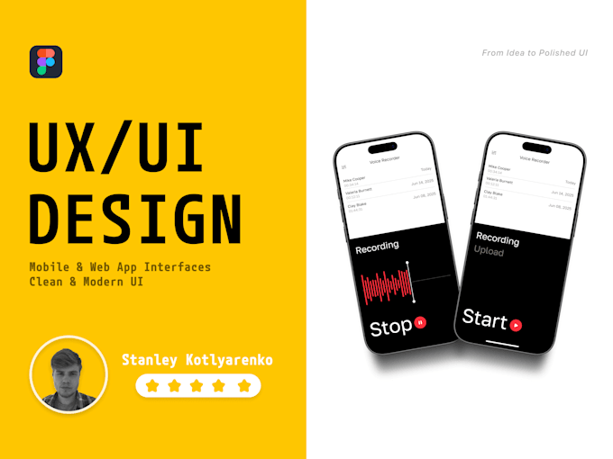 design modern mobile app UI UX in figma for ios and android