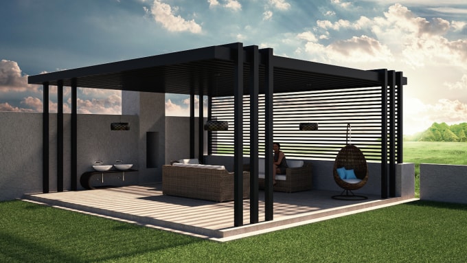 Design and render a backyard pergola space by Martin524 | Fiverr