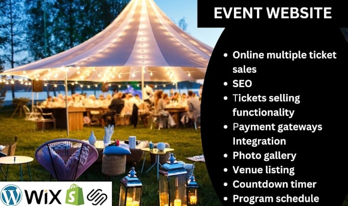 design event website, ticket website, event management website for your event